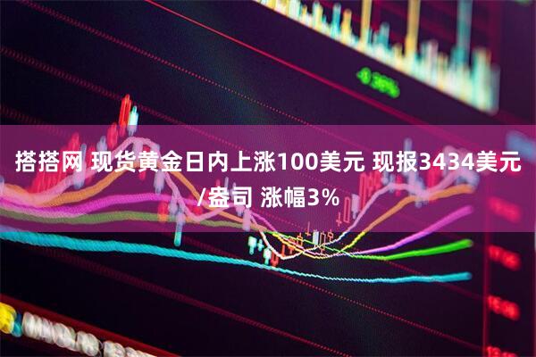搭搭网 现货黄金日内上涨100美元 现报3434美元/盎司 涨幅3%
