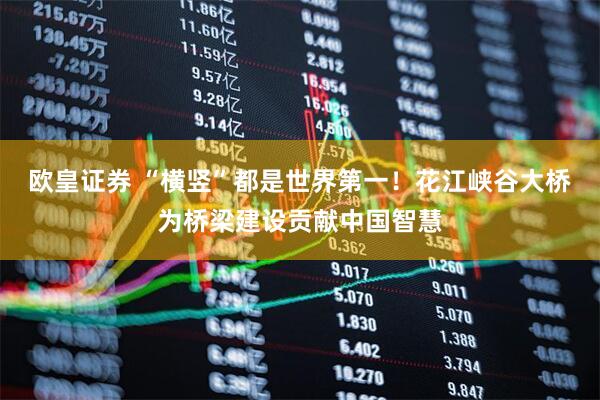 欧皇证券 “横竖”都是世界第一！花江峡谷大桥为桥梁建设贡献中国智慧