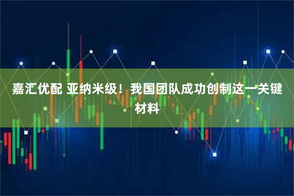 嘉汇优配 亚纳米级！我国团队成功创制这一关键材料