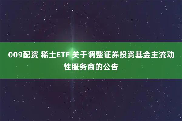 009配资 稀土ETF 关于调整证券投资基金主流动性服务商的公告